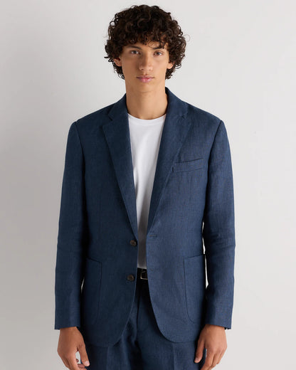 100% European Linen Tailored Blazer - 38R / Deep Navy