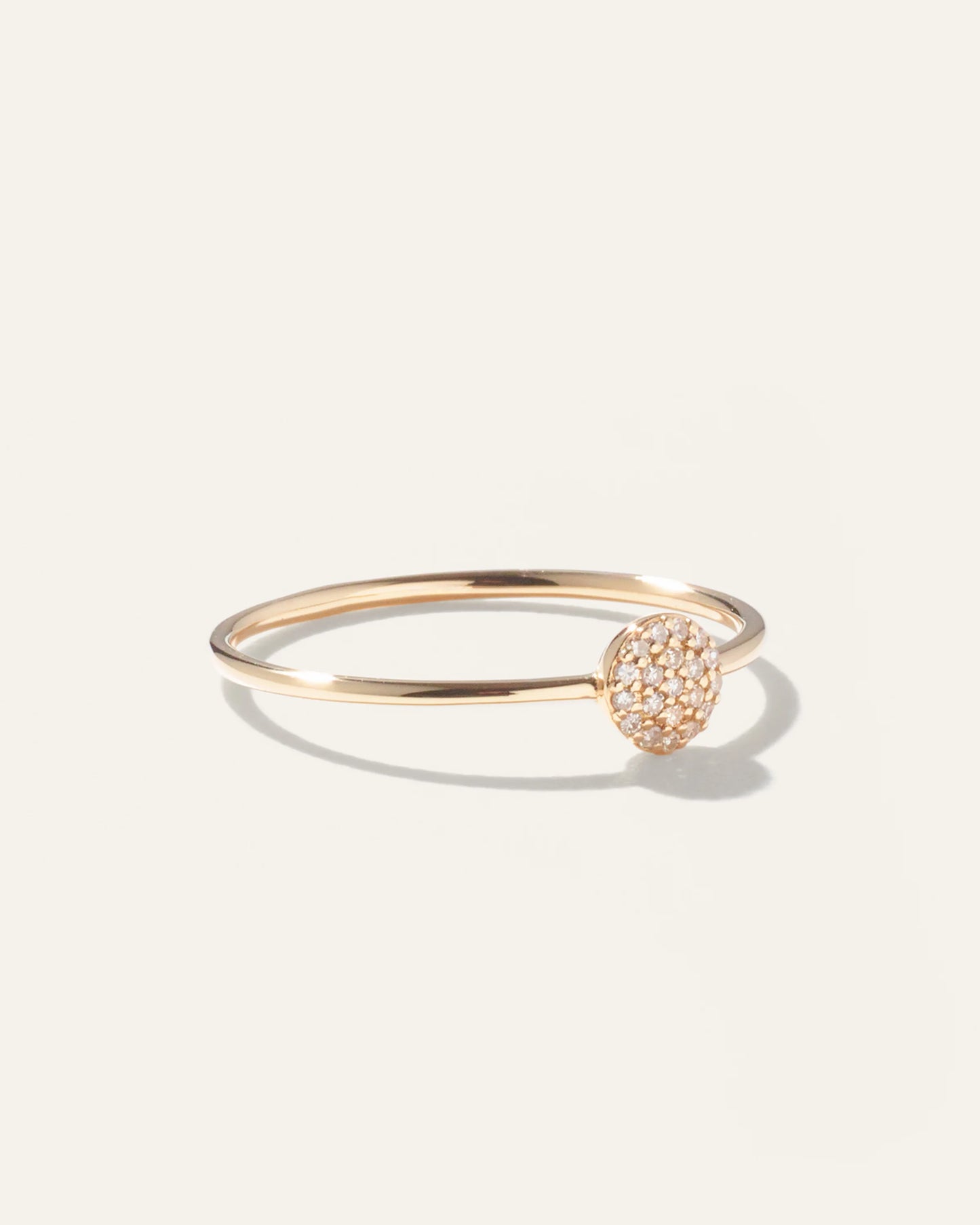 14K Gold Pave Diamond Round Disc Ring - 4 / Yellow Gold