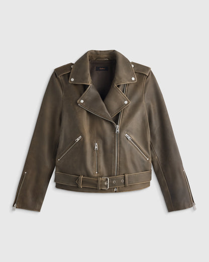 100% Leather Motorcycle Jacket - XS / Cognac