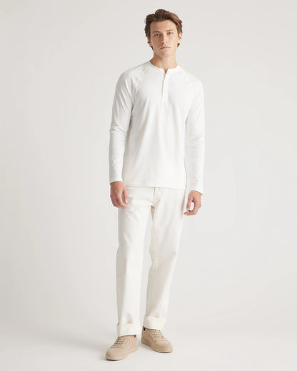 Cotton Modal Long Sleeve Henley Tee - S / Heather Grey