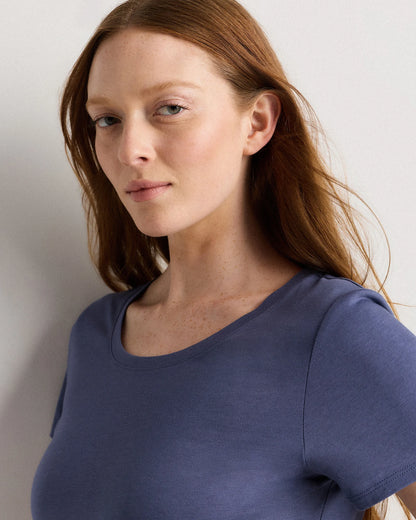 Cotton Modal Scoop Neck Tee - XS / Navy