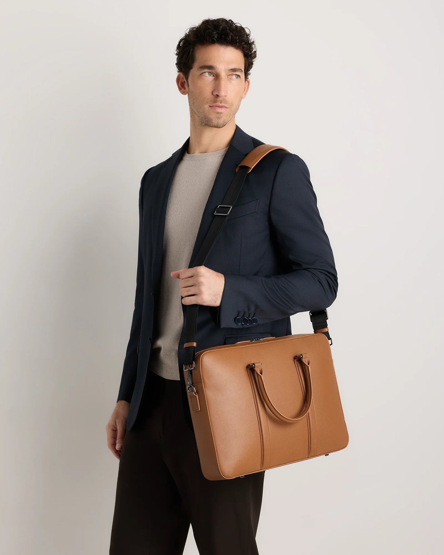 Italian Saffiano Briefcase - One Size / Hickory