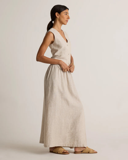 100% European Linen Maxi Skirt - XS / Classic Mini Gingham
