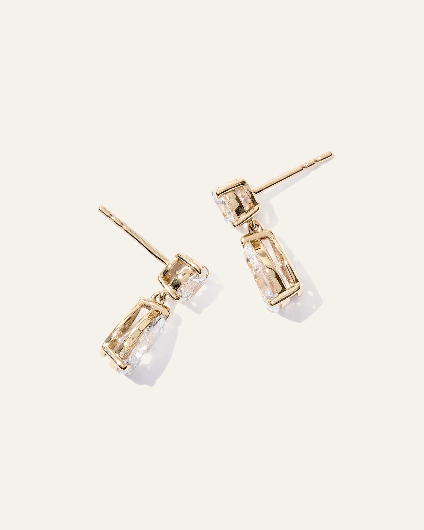 14K Gold Lab Grown Diamond Round & Pear Drop Earrings - One Size / Yellow Gold