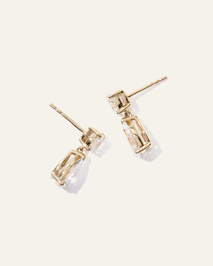 14K Gold Lab Grown Diamond Round & Pear Drop Earrings - One Size / Yellow Gold