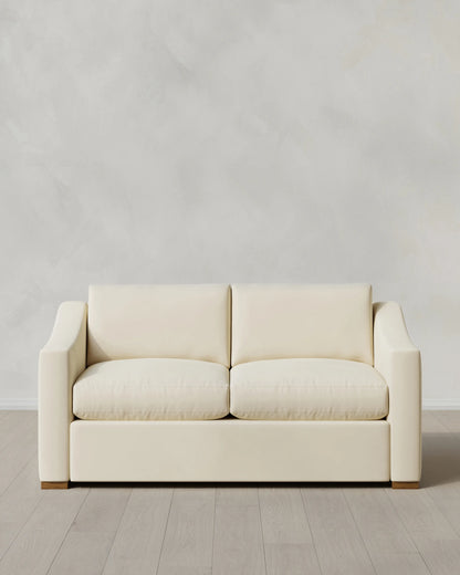 Hollis Slope Arm Sofa in Performance Velvet - 72" / Ivory