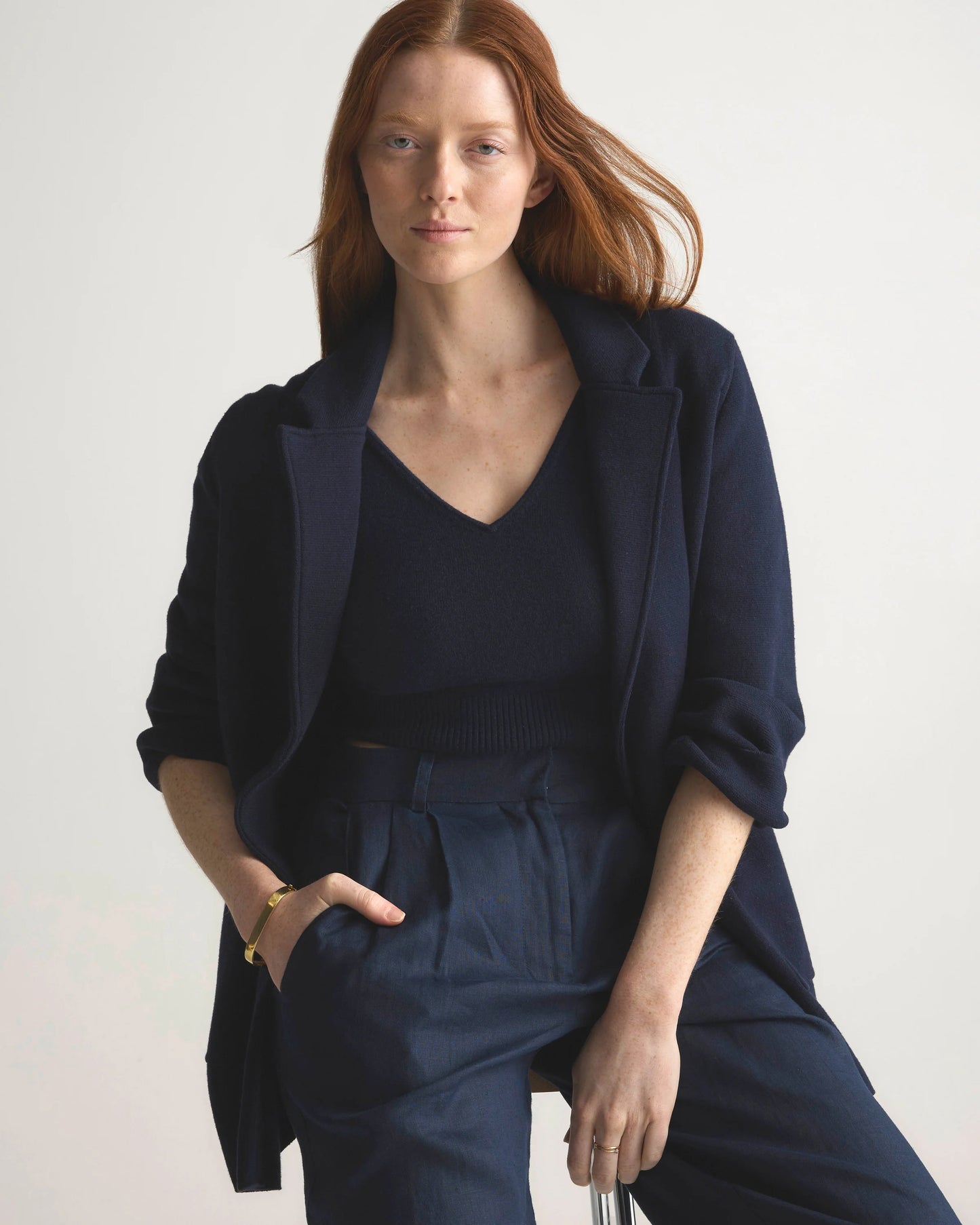 100% Organic Cotton Knit Blazer - XS / Heather Dove Grey