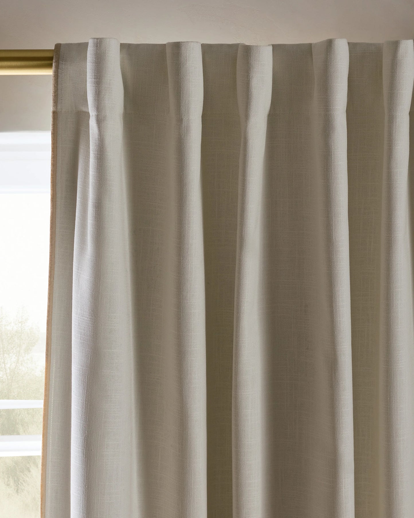 Piped Edge Cotton True Blackout Curtain - Single Panel - 48x84 / Natural/White Piping
