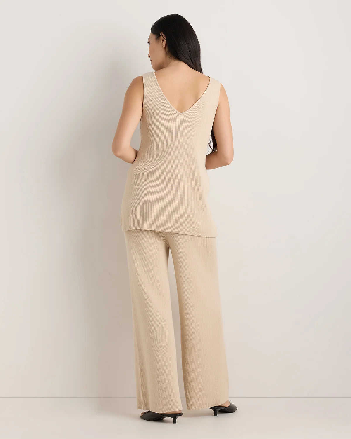 Cotton Cashmere Maternity Wide Leg Pants - XS / Heather Charcoal