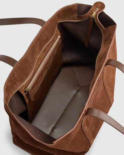 Italian Suede Everyday Tote - One Size / Whiskey