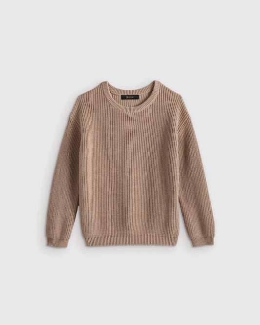 100% Organic Cotton Fisherman Tunic Sweater - 6 / Oatmeal
