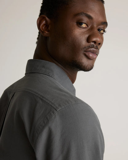 Organic Cotton Stretch Textured Twill Shirt - S / Navy