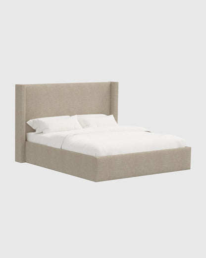 100% Linen Wingback Bed - Full / Canvas
