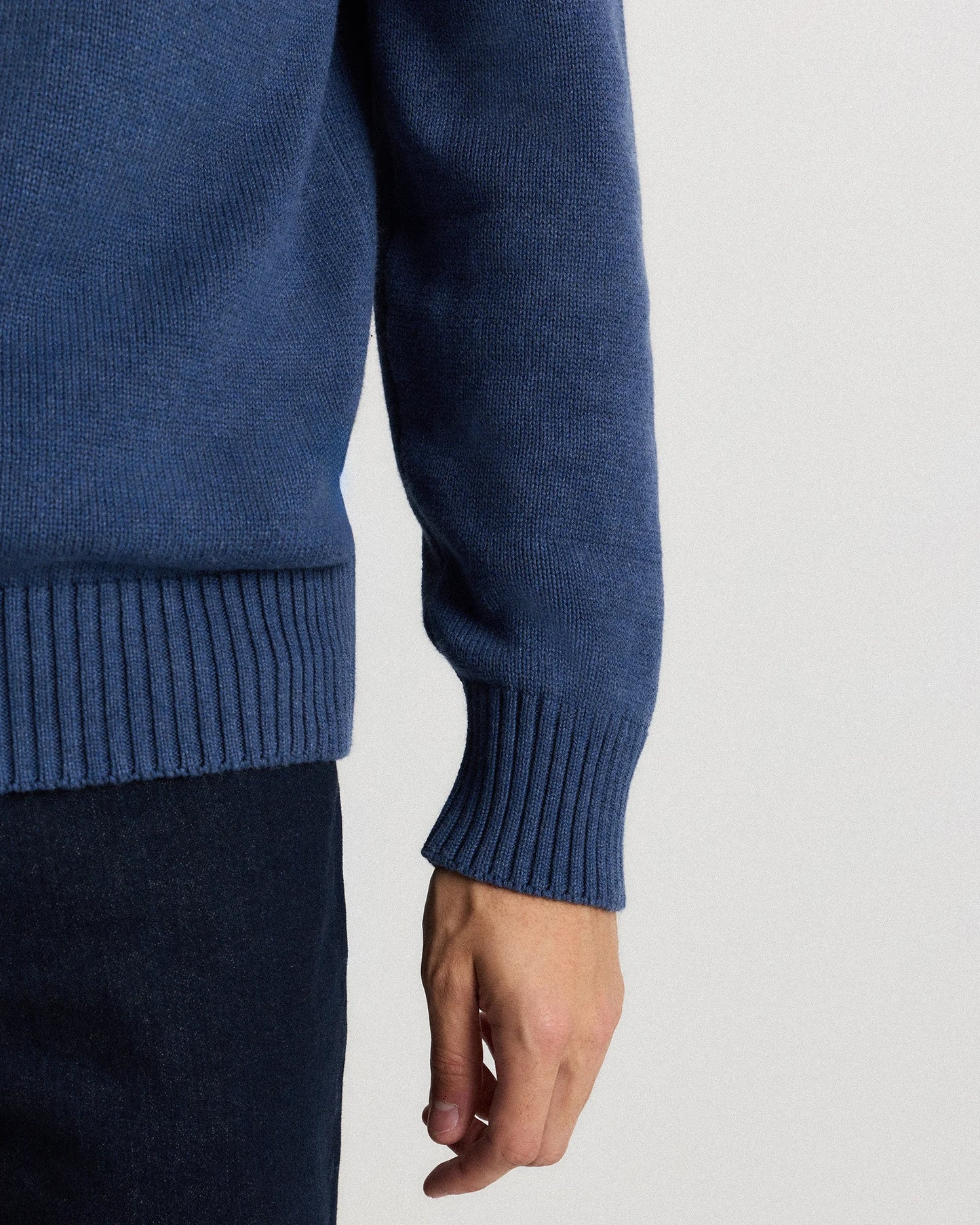100% Organic Cotton Quarter-Zip Sweater - S / Moonstone Blue
