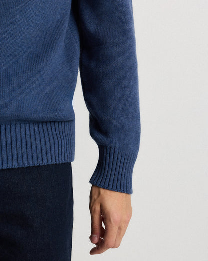100% Organic Cotton Quarter-Zip Sweater - S / Moonstone Blue