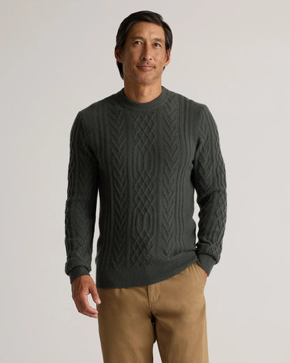 Mongolian Cashmere Cable Crewneck Sweater - S / True Navy