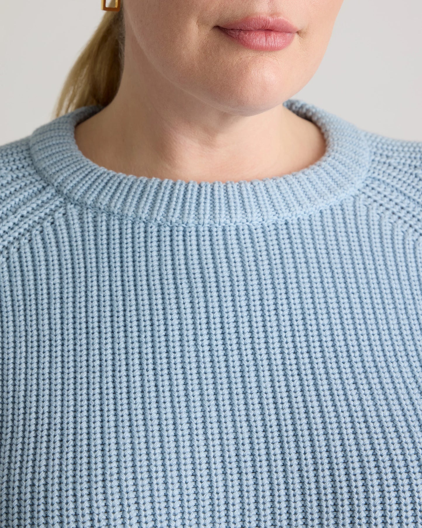 100% Organic Cotton Fisherman Crew Sweater - 1X / Blue Sapphire