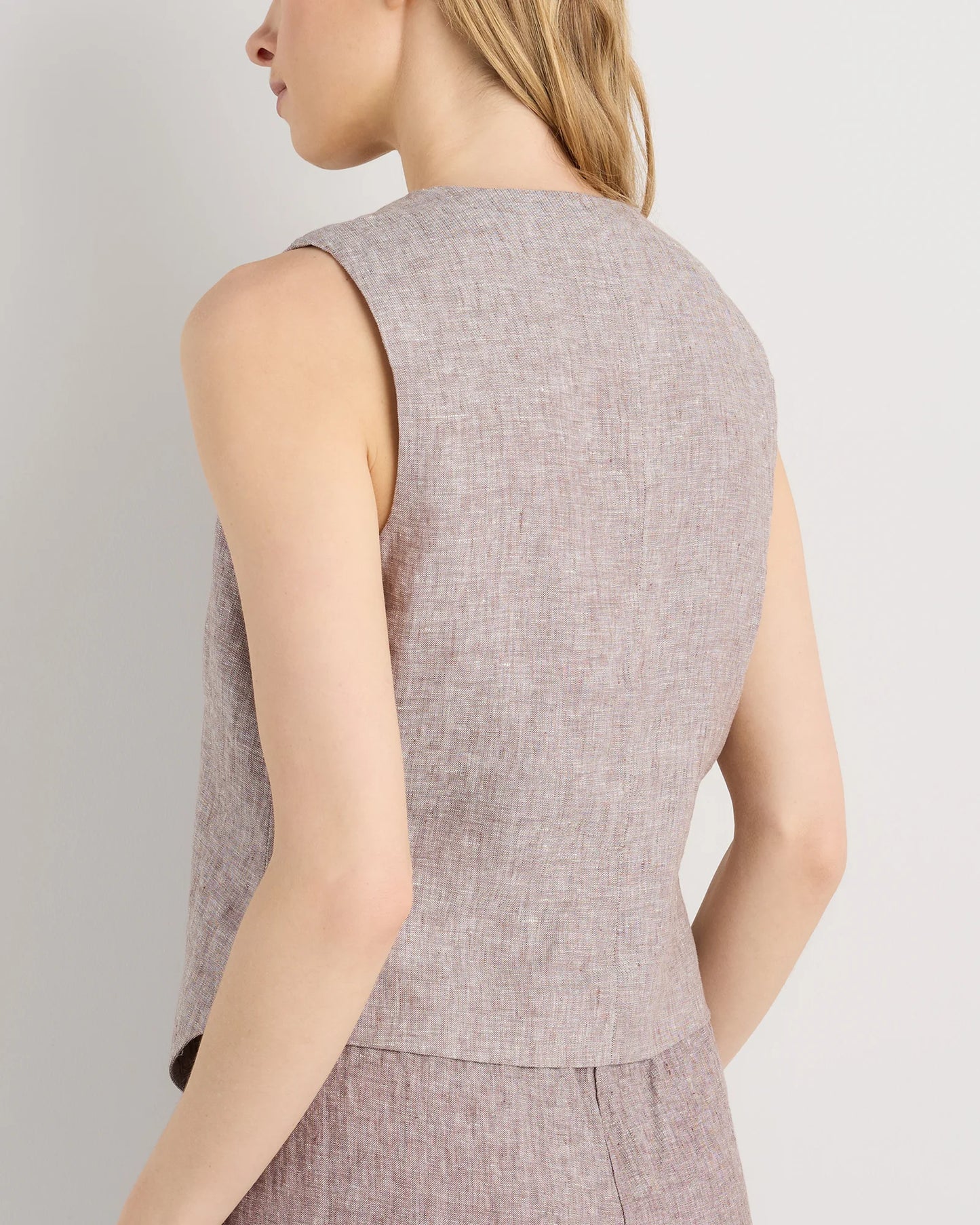 100% European Linen Vest - XS / Blue Pinstripe
