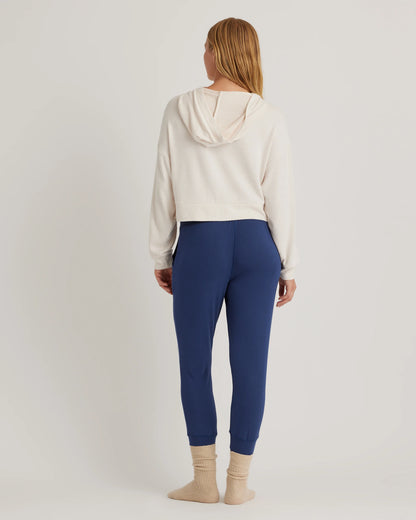 Brushed Lounge Cropped Pullover Hoodie - XS / Heather Oatmeal