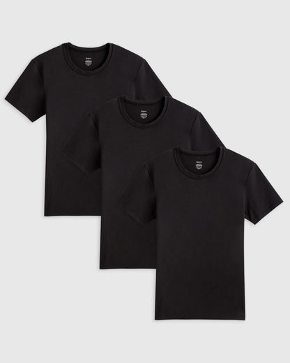 Soft Stretch Crewneck Undershirt (3-Pack) - S / Bold Black