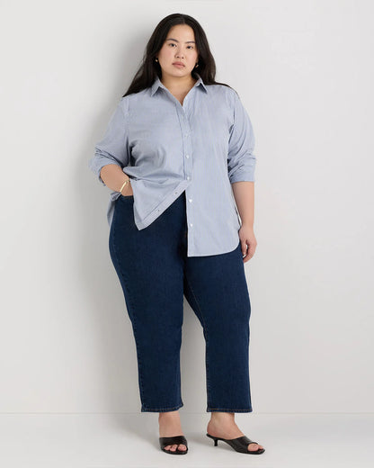 100% Organic Cotton Poplin Long Sleeve Shirt - 1X / Classic White