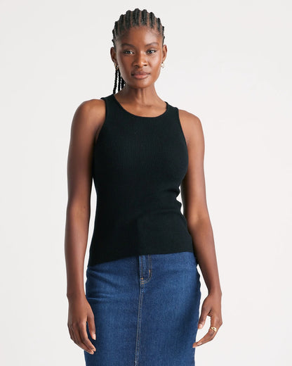 Featherweight Cashmere Ribbed Tank - XS / Charcoal