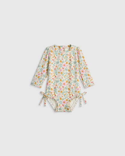 Long Sleeve Tie One-Piece Swimsuit - 0-3M / Soft Ditsy Floral