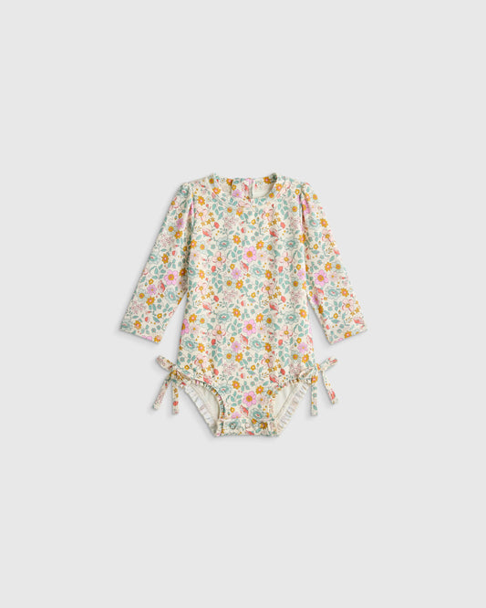 Long Sleeve Tie One-Piece Swimsuit - 0-3M / Soft Ditsy Floral