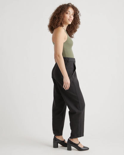 Organic Stretch Cotton Twill Barrel Pants - 0 / Olive