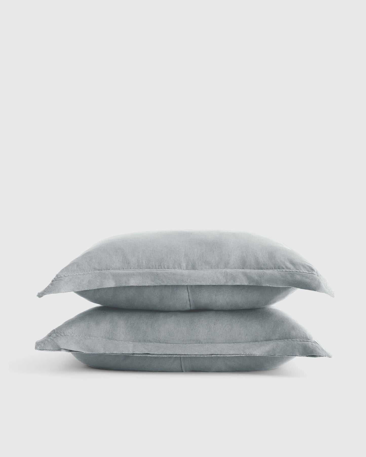 European Linen Double Flange Sham Set - Standard / White