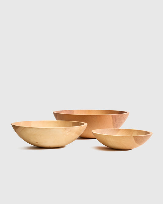Handcrafted Wooden Serving Bowl, Nesting Set of 3 - One Size / Beech Wood