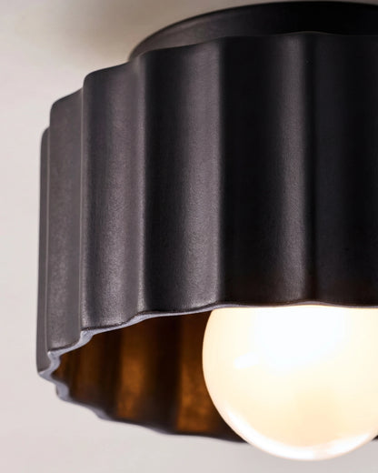 Scalloped Ceramic Flush Mount / Sconce - 8" / Natural