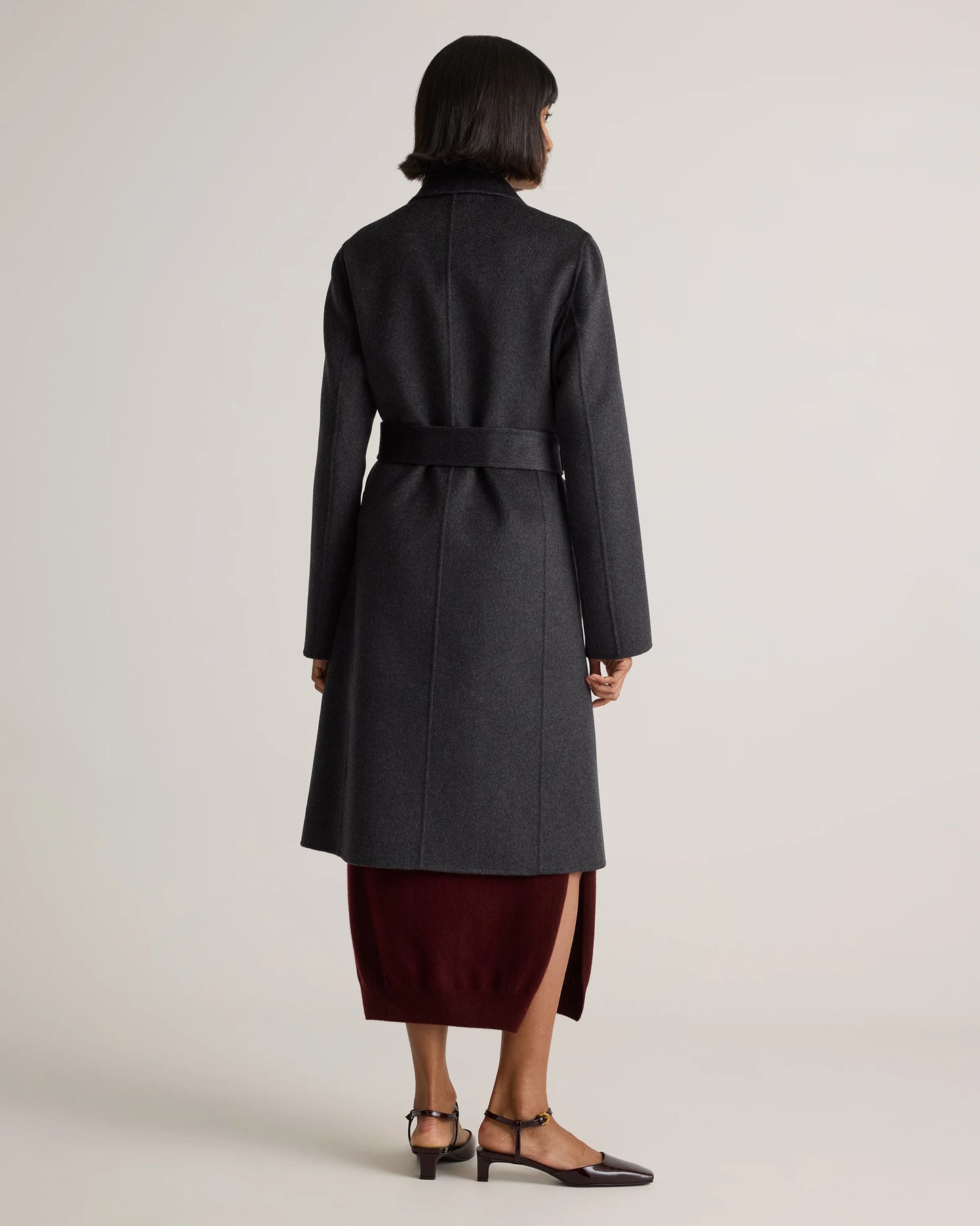 100% Mongolian Cashmere Double-Faced Wrap Coat - XS / Camel