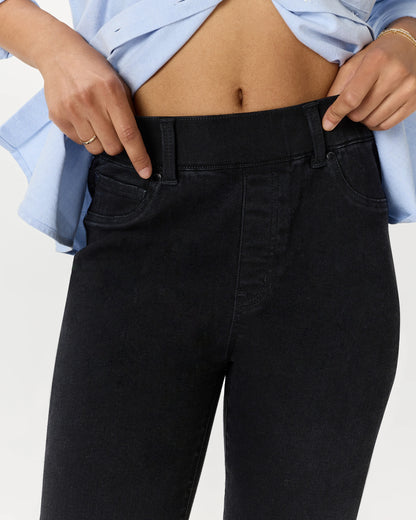 Nina Stretch Pull-On Flare Jeans - XS / Raven Black