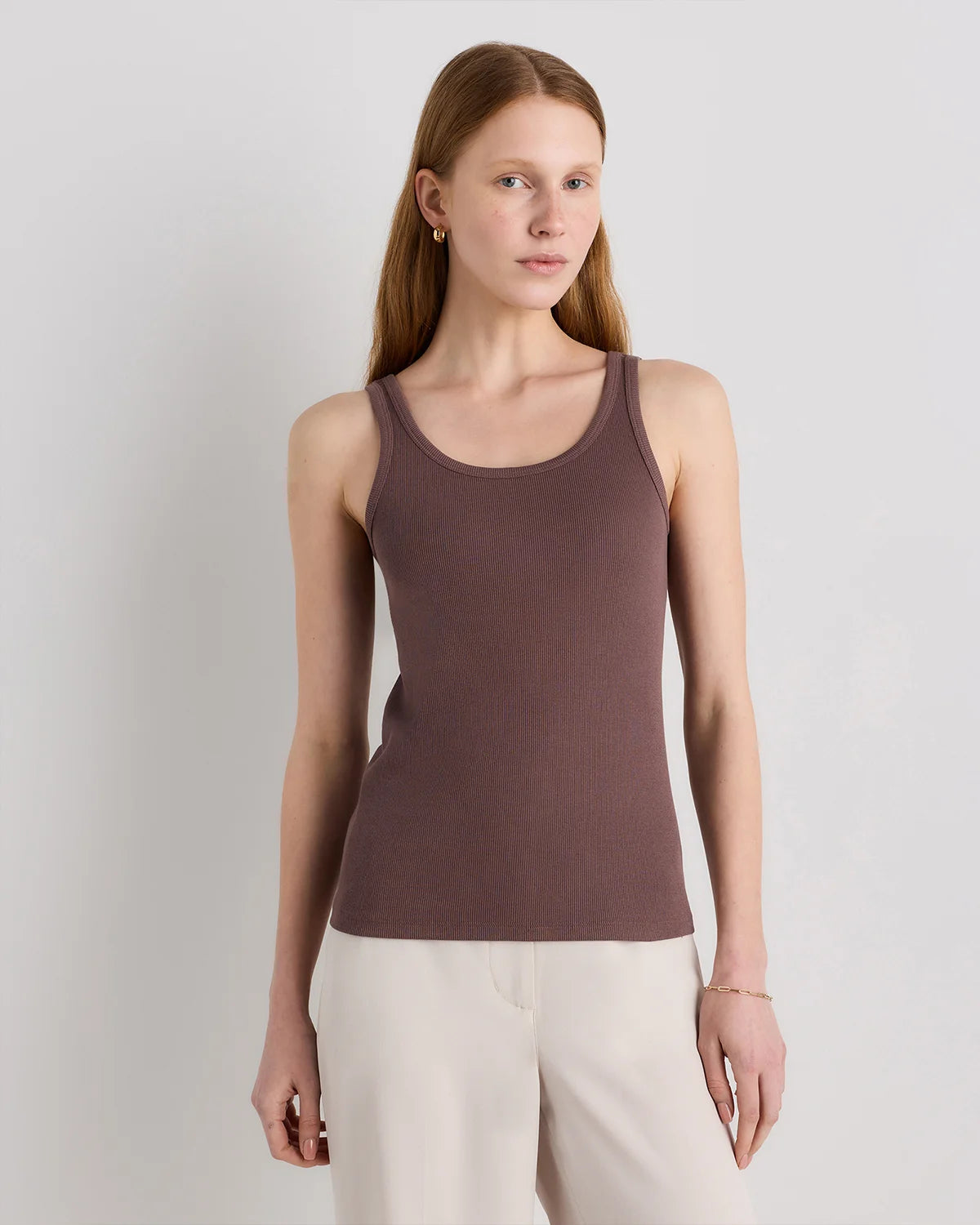 Organic Cotton Micro-Rib Scoop Neck Tank - XS / Moonstone Blue