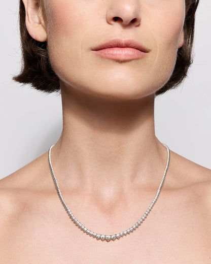 14K Gold Lab Grown Diamond Graduated Tennis Necklace - 10ctw - One Size / Yellow Gold