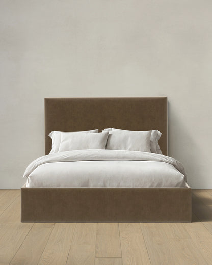 Square Bed in Performance Velvet - Full / Butterscotch