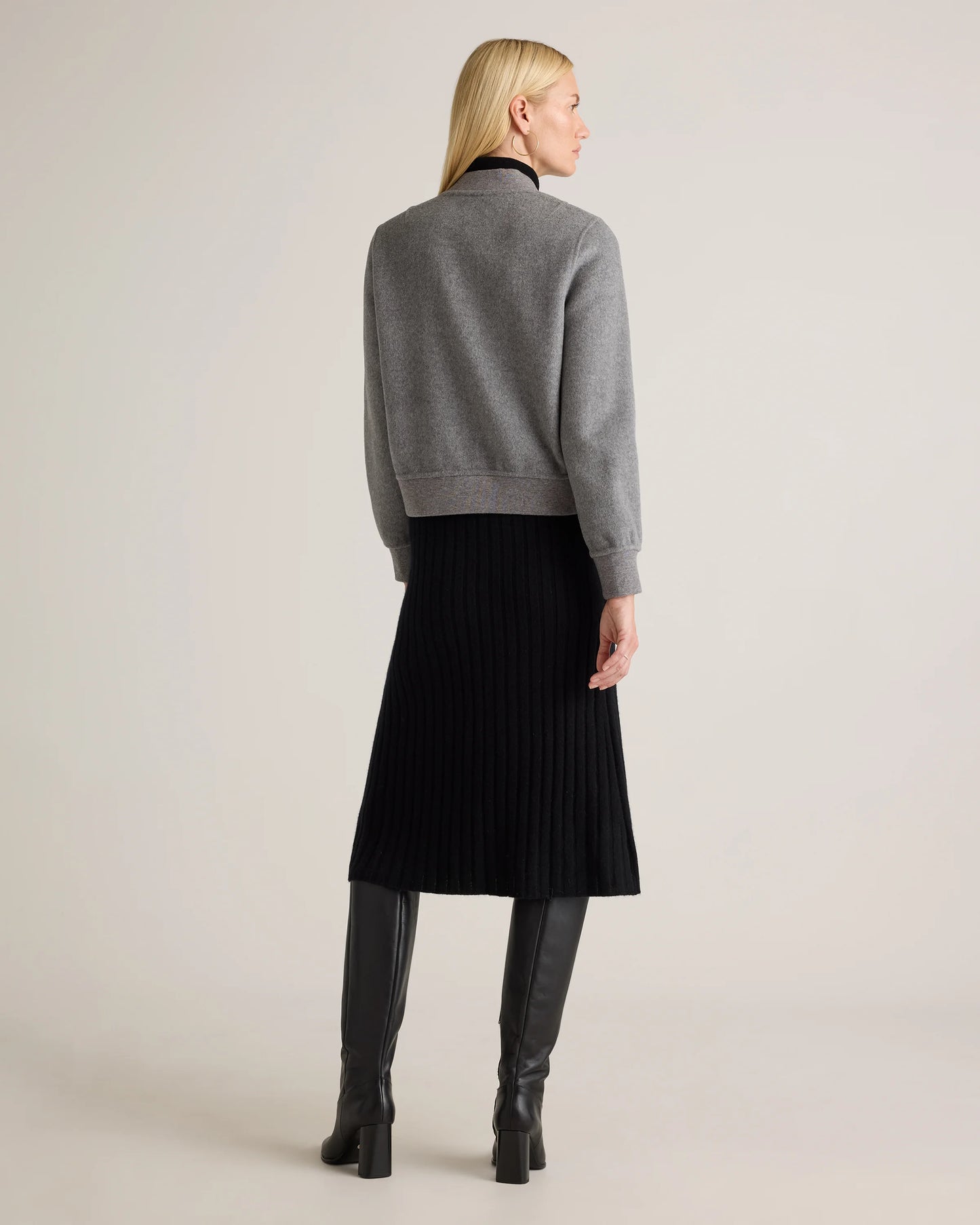 Double-Faced Merino Wool Bomber Jacket - XS / Black