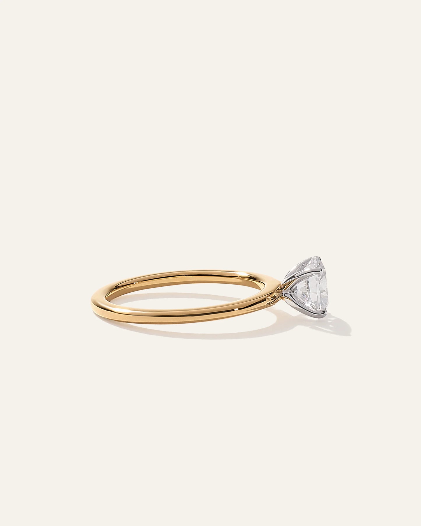 Lab Grown Diamond Round Petite Classic Engagement Ring - 4 / Yellow Gold