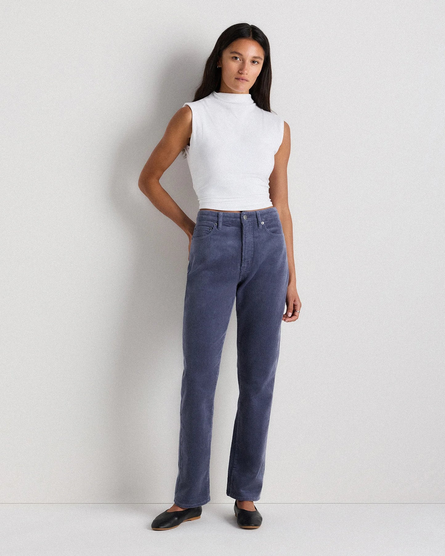 Organic Stretch Corduroy Straight Leg Pants - 0 / Espresso