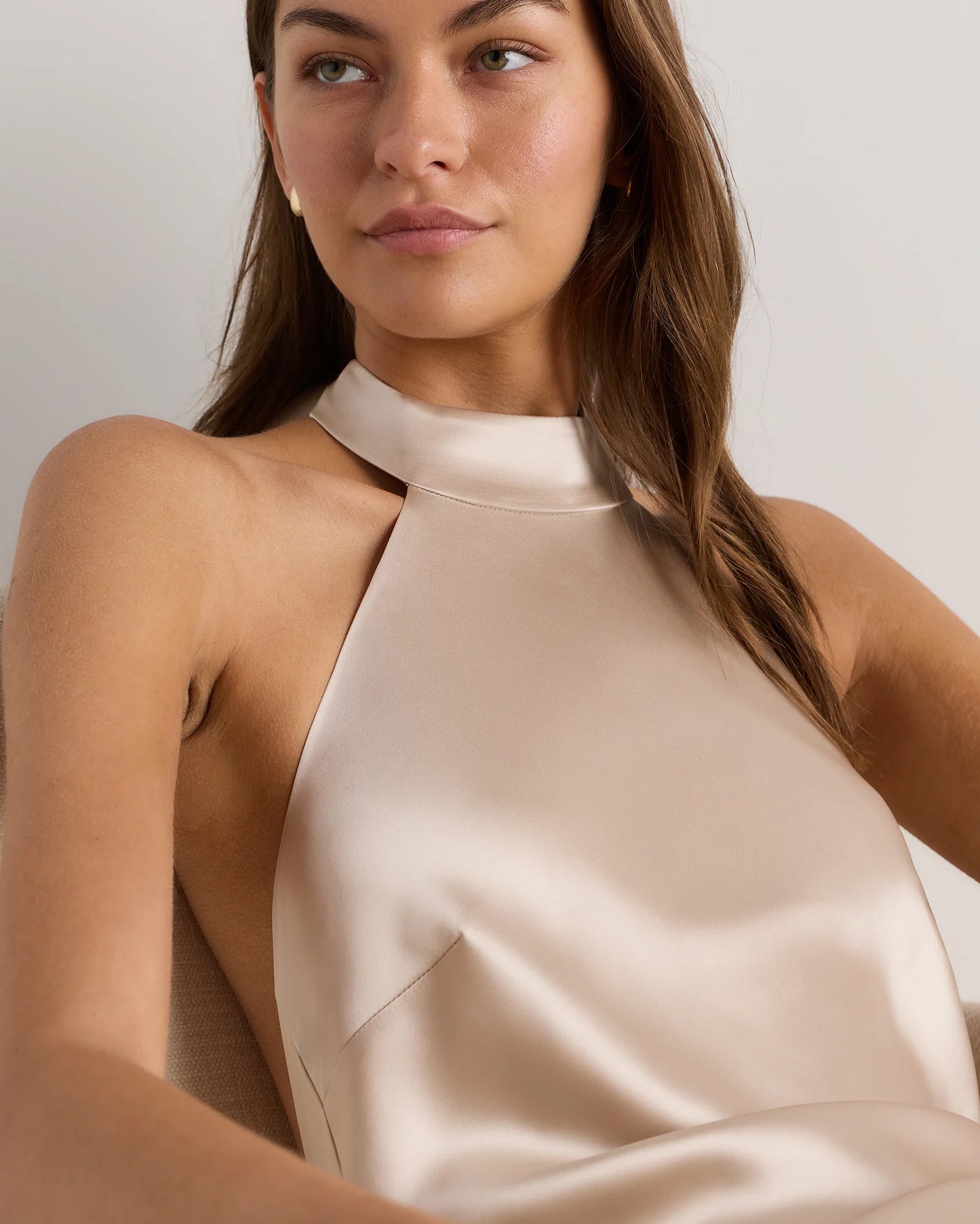 Catalina Stretch Satin Dress - 0 / Garden Sage Green