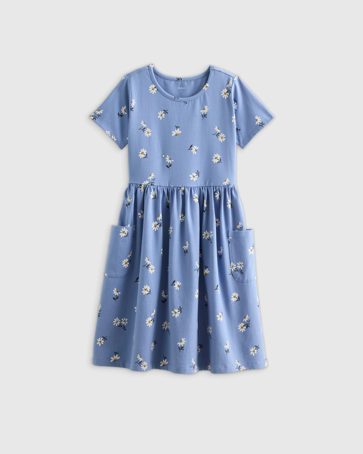Organic Cotton Fit and Flare Pocket Dress - 6 / Cloud Rainbow Stripe