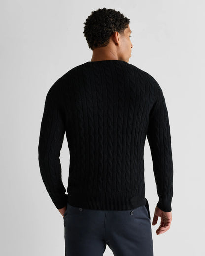 Mongolian Cashmere Classic Cable Crewneck Sweater - S / Teak