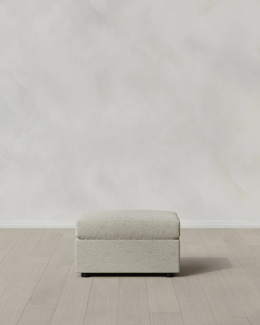 Brennan Ottoman in Performance Basketweave - One Size / Flax