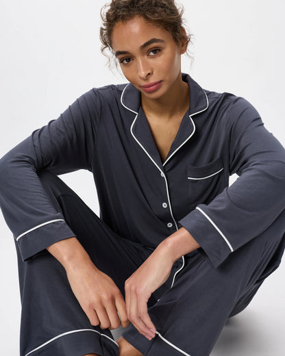 Bamboo Jersey Long Sleeve Pajama Set - XS / True Black