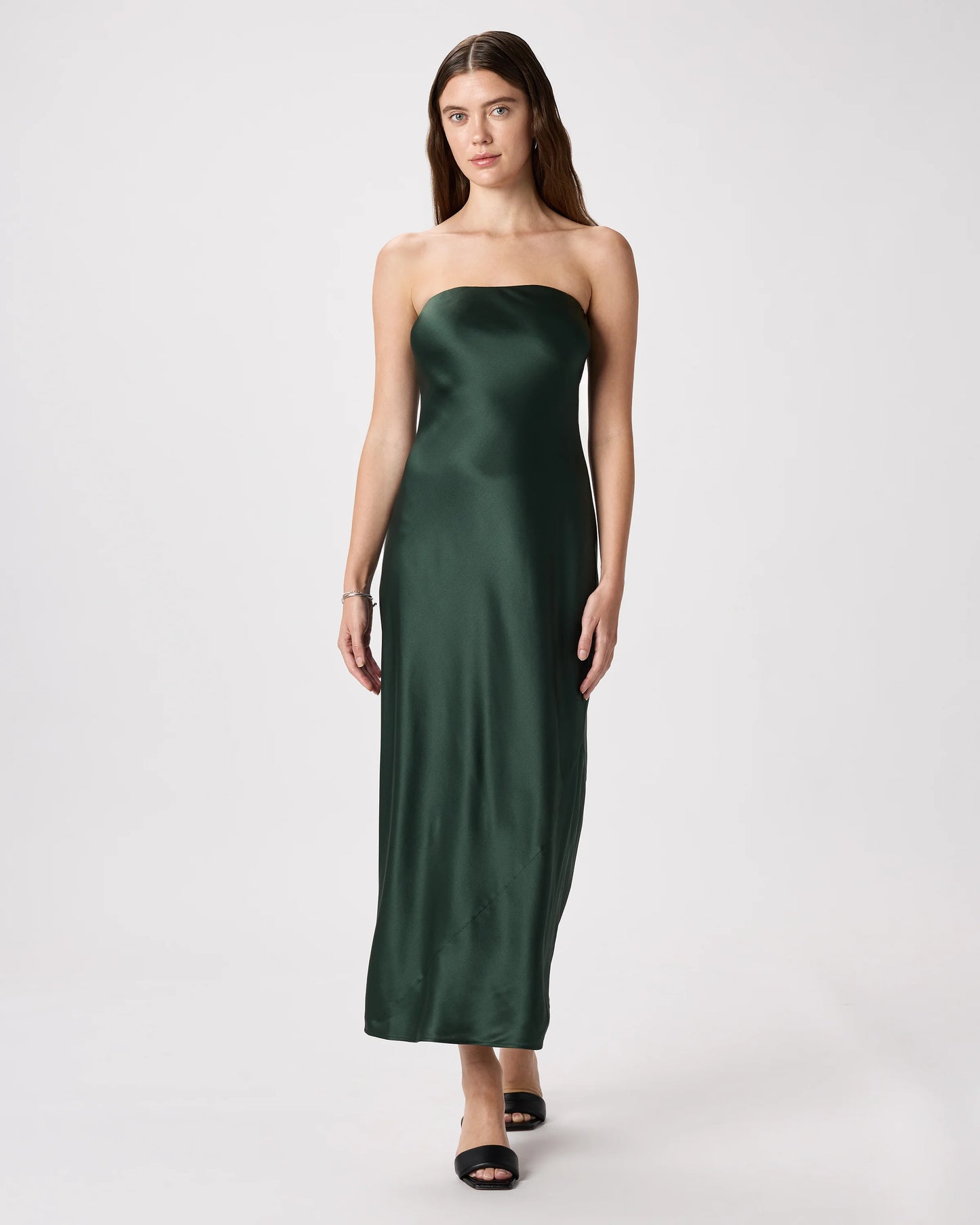 100% Washable Silk Strapless Midi Dress - XS / Hot Fudge