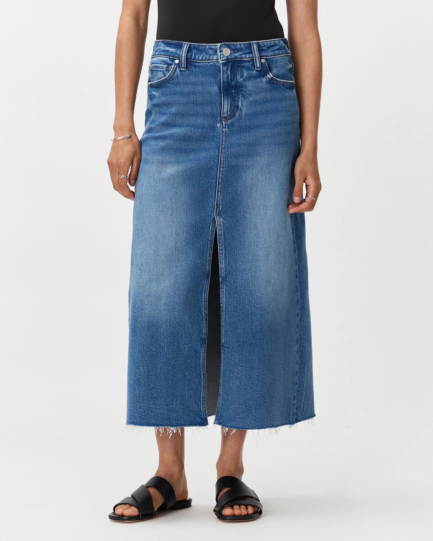 Stretch Denim 5-Pocket Midi Skirt - 24 / Obsidian Blue