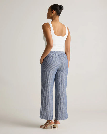 100% European Linen Wide Leg Pants - XS / Bayberry Olive