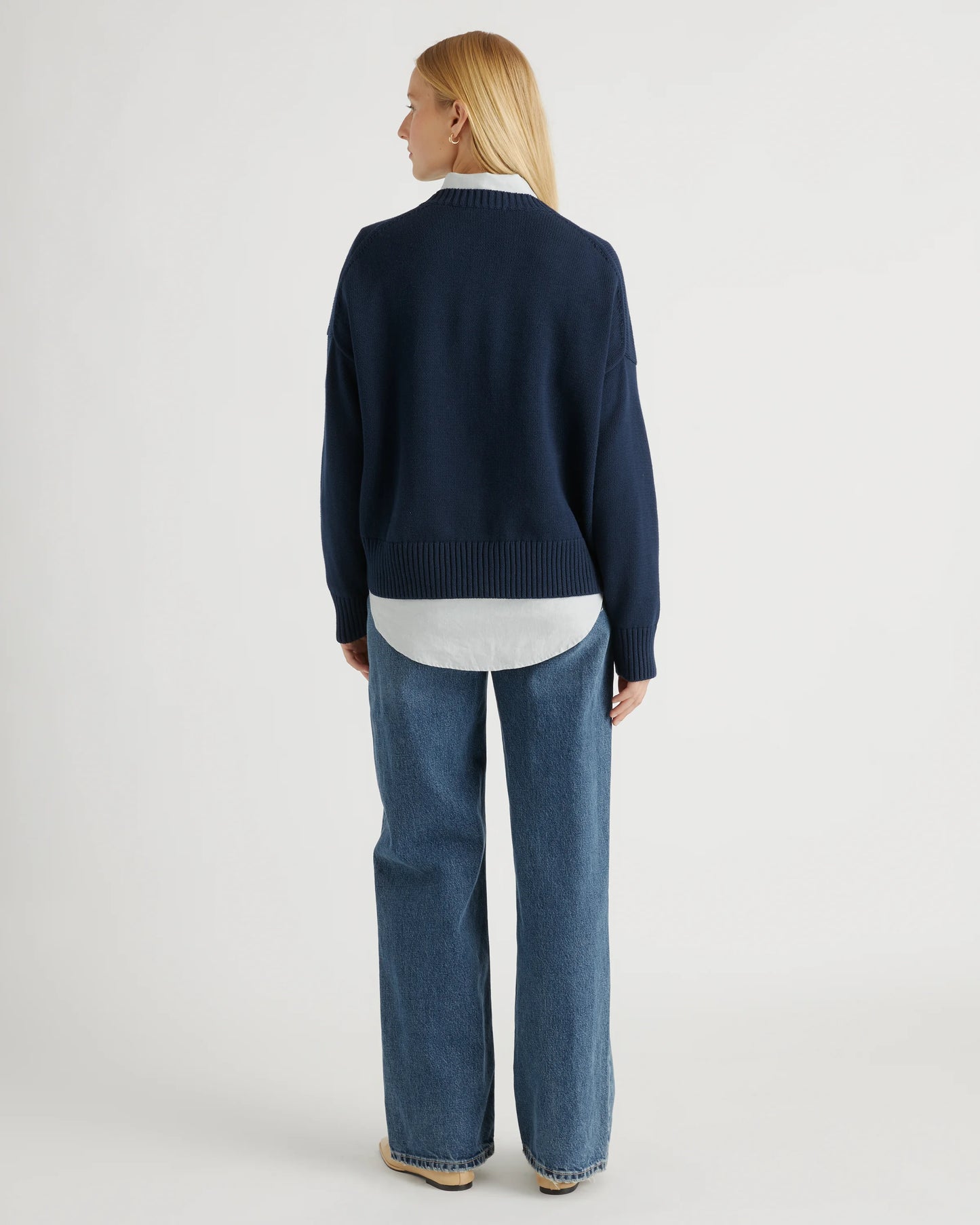 100% Organic Cotton Boyfriend Crew Sweater - XS / Speckled Beige