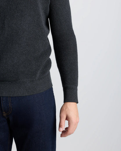Organic Cotton Cashmere Waffle Crewneck Sweater - S / Bayberry Olive